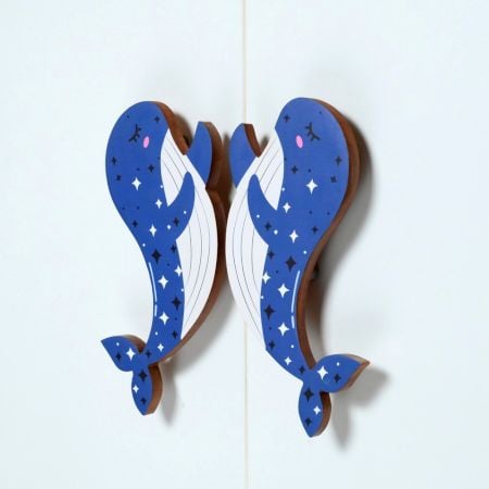 Handcrafted Acacia Wood Whale Handle Pair